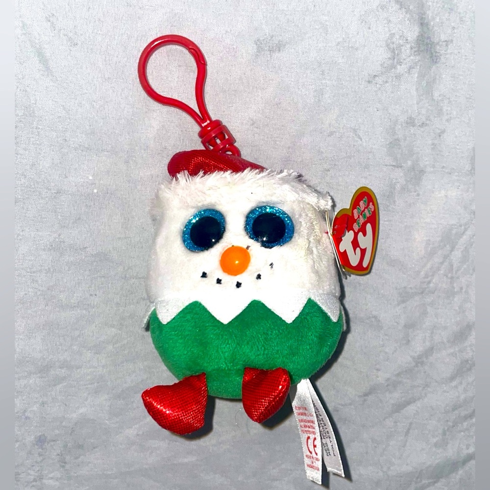 Ty Baby Beanies Eggnog Christmas Key or Backpack Clip 4"